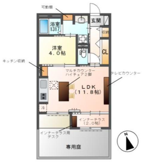 パークエステートⅠ(1LDK/3階)の間取り写真