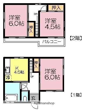 東葉高速鉄道 東葉勝田台駅 徒歩6分 2階建 築56年(3K)の間取り写真