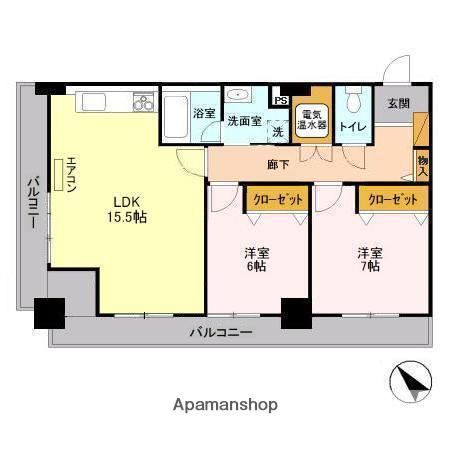 オーシャンビュー壱番館(2LDK/12階)の間取り写真