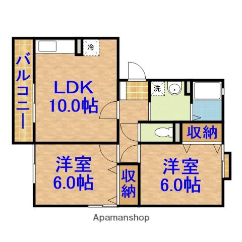 メイプルハウスA(2LDK/3階)の間取り写真
