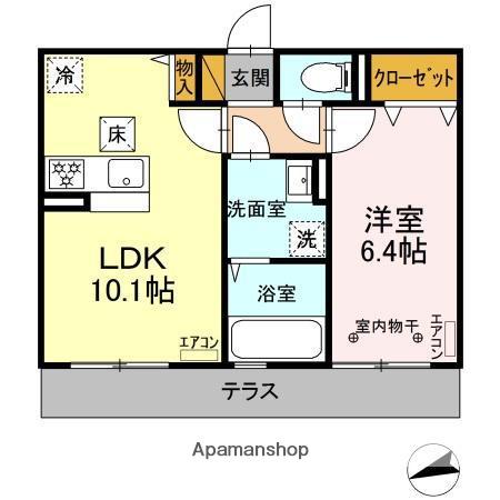 R.ZAX A(1LDK/1階)の間取り写真