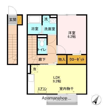 ハッピネスⅡ(1LDK/2階)の間取り写真