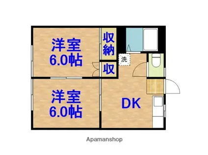 ネオハイツ浅野(2DK/1階)の間取り写真