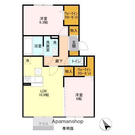 R.ザウバー(2LDK/1階)の間取り写真