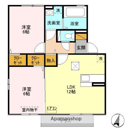 ボナール(2LDK/1階)の間取り写真
