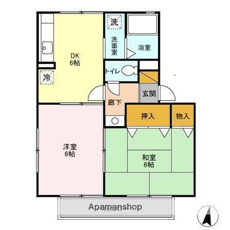 ヴィラフォーレC(2DK/1階)の間取り写真