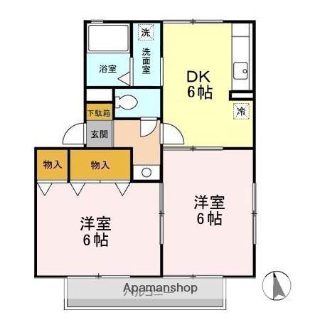 ヴィラフォーレC(2DK/1階)の間取り写真