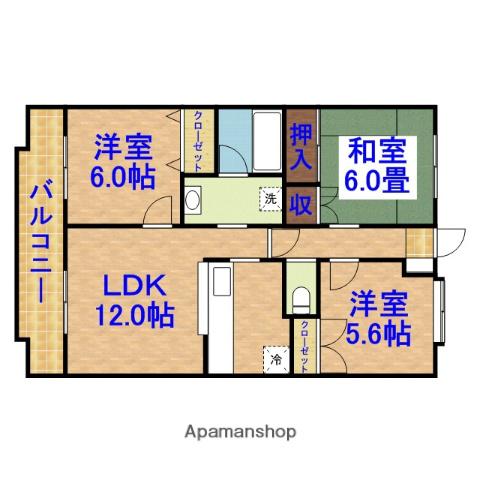 サカヤマンション・松ヶ島(3LDK/1階)の間取り写真