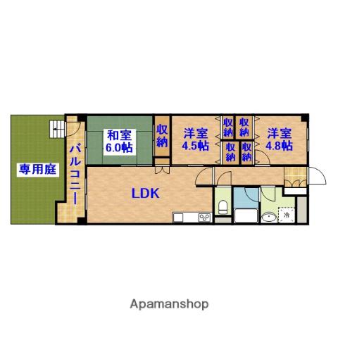 グリーンビレッジ姉ヶ崎(3LDK/1階)の間取り写真