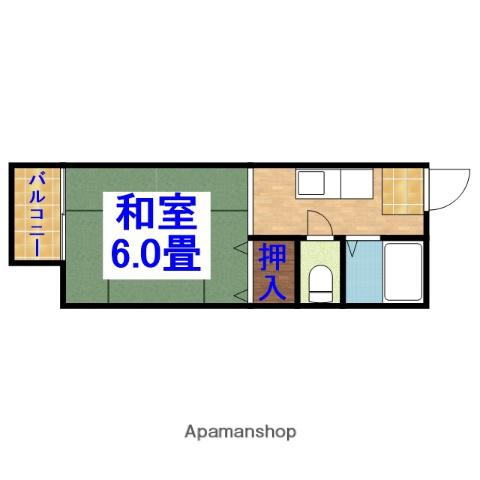 パールハイツ若葉(1K/1階)の間取り写真