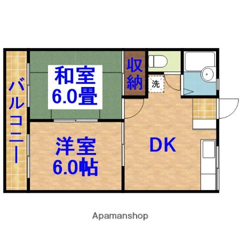 メゾン朝山(2DK/2階)の間取り写真