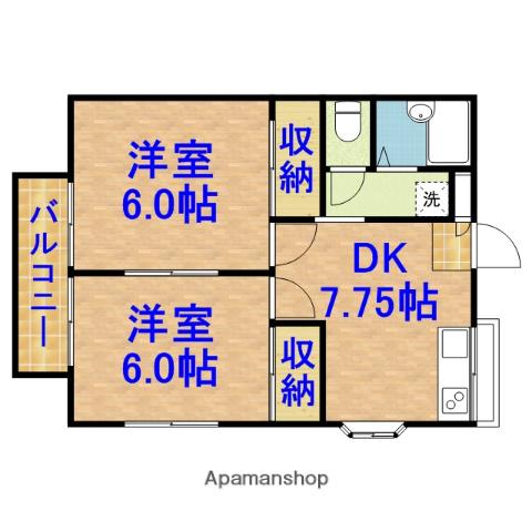 ベルシェモワ(2DK/1階)の間取り写真