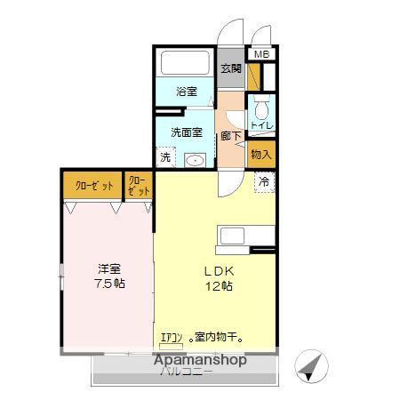 バニュルスⅣ(1LDK/3階)の間取り写真