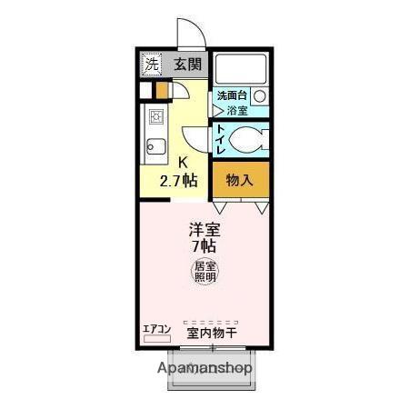 パセオおゆみ野(1K/1階)の間取り写真