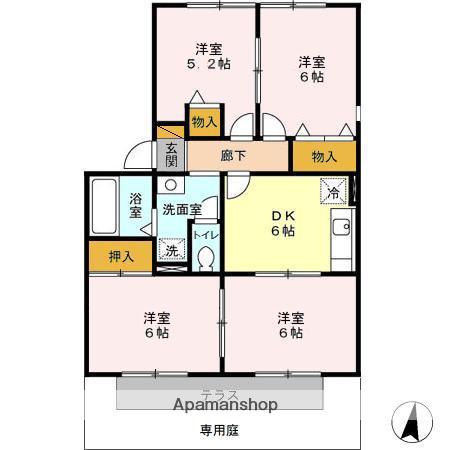 メゾンクレールA(4DK/1階)の間取り写真