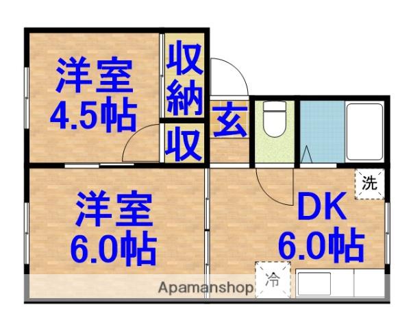 小倉ハイツ(2DK/2階)の間取り写真