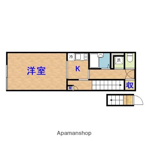 くらやⅡ(1K/2階)の間取り写真