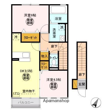 ボナールS(2DK/2階)の間取り写真