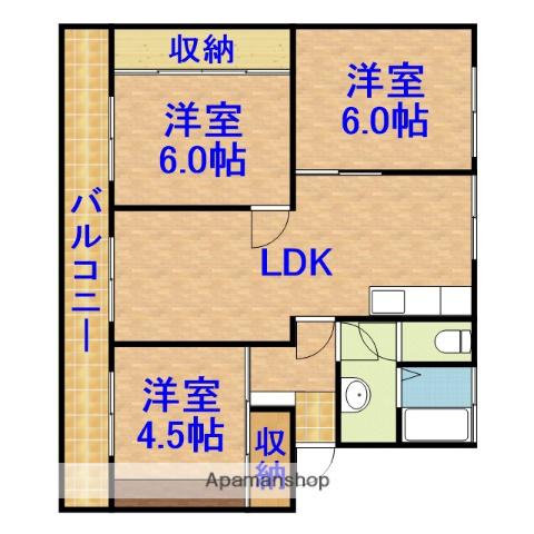レインボータウン有秋台(3LDK/4階)の間取り写真