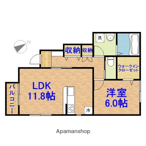 ラ・フォンテーヌⅣ(1LDK/1階)の間取り写真