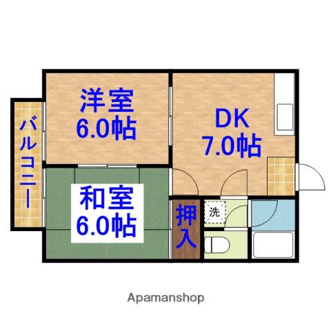 ケイハイツ五井東(2DK/2階)の間取り写真