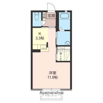 ヴェルディールD(ワンルーム/2階)の間取り写真