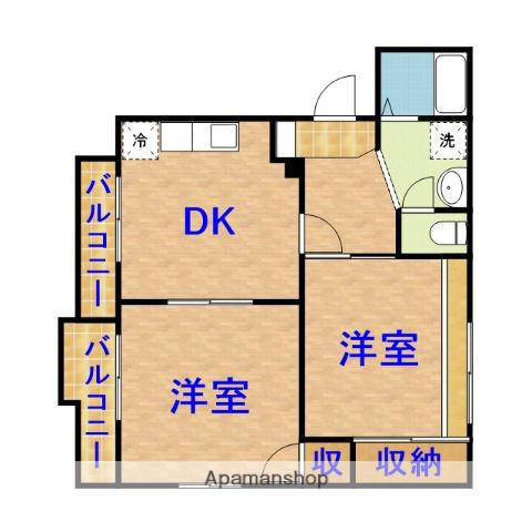 ルミエールB(2DK/2階)の間取り写真