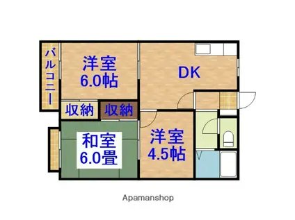 パークハイツ・ツミタ(3DK/2階)の間取り写真