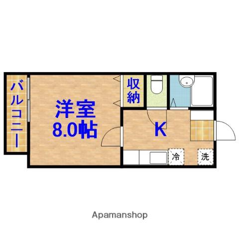 旭五所ハイツ(1K/2階)の間取り写真