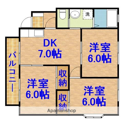 リバティマルマンⅢ(3DK/1階)の間取り写真