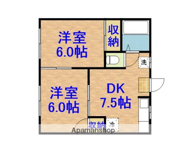 クレアトール先崎(2DK/1階)の間取り写真
