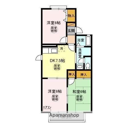 オーシャンサイドⅠ(3DK/1階)の間取り写真