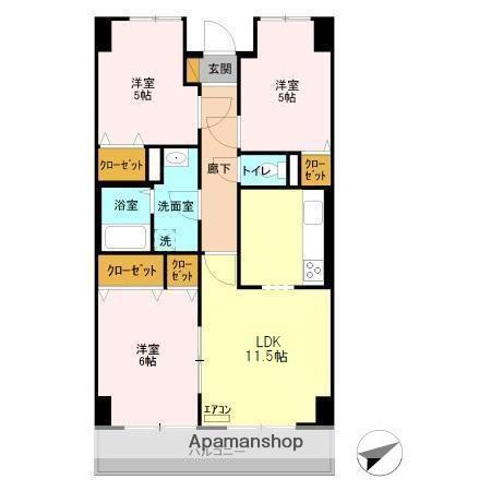 オーシャンビュー弐番館(3LDK/4階)の間取り写真