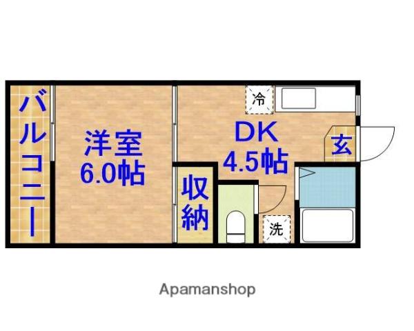 タウニー佐久間B(1DK/2階)の間取り写真