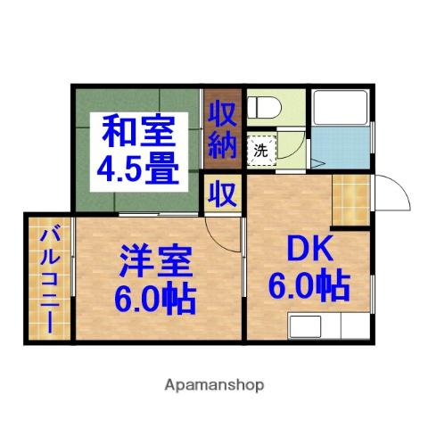 サニーグリーンウッドC(2DK/1階)の間取り写真