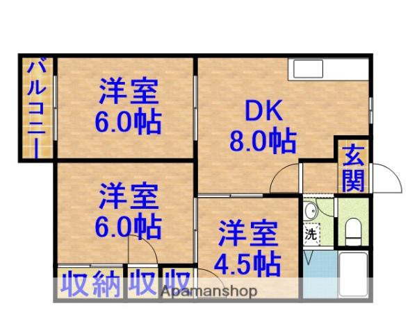 トータスA(3DK/2階)の間取り写真