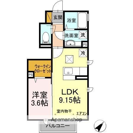 PETITE・CHAMBRE(1LDK/1階)の間取り写真