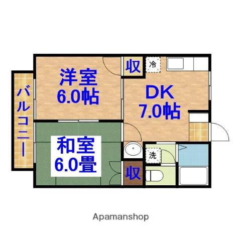 ヴェラシンフォニー(2DK/1階)の間取り写真