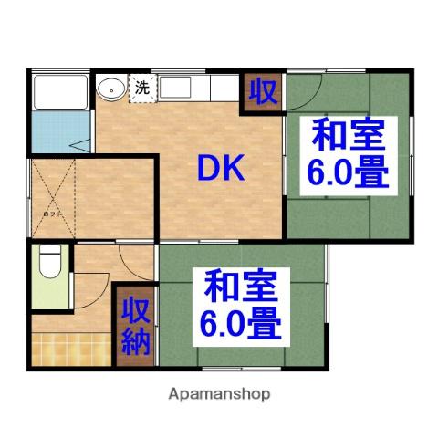 小湊鐵道 海士有木駅 徒歩5分 1階建 築33年(2SDK)の間取り写真