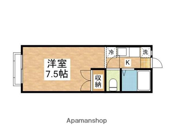 ちはら台ハイツF(1K/1階)の間取り写真