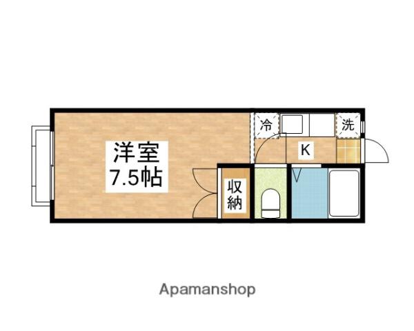 ちはら台ハイツF(1K/2階)の間取り写真