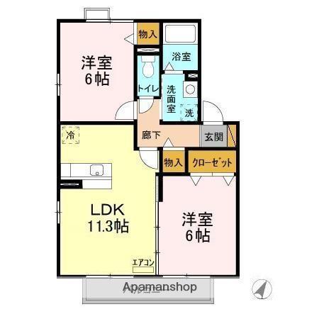 ソレアード(2LDK/2階)の間取り写真