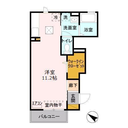 CASA瀬又(ワンルーム/1階)の間取り写真