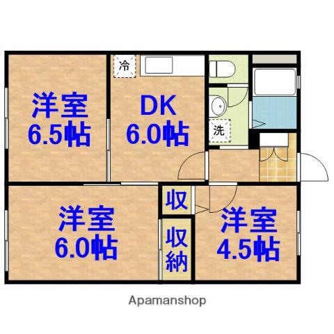 イーストファイブB(3DK/1階)の間取り写真