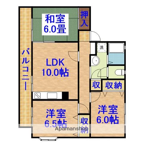 ネオストーンハイツ1番館(3LDK/2階)の間取り写真