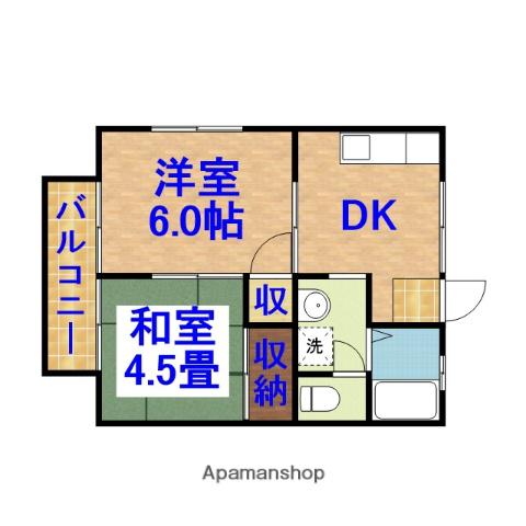コーポ白井(2DK/2階)の間取り写真