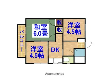 ハイツ若宮(3DK/2階)の間取り写真