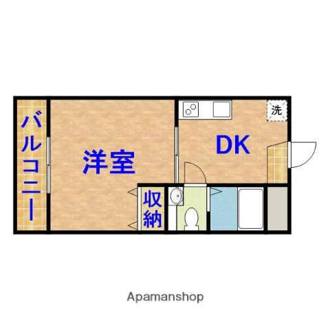 ビラ・ヤワタ(1DK/3階)の間取り写真