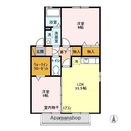 メルヴェイユC(2LDK/2階)の間取り写真