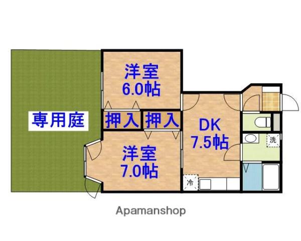 ドエルフォーラム五番館(2DK/1階)の間取り写真